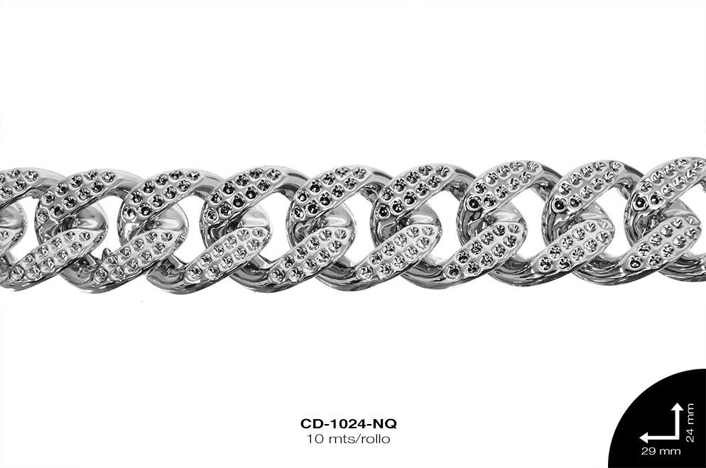 Cadena plástica oval grabada níquel